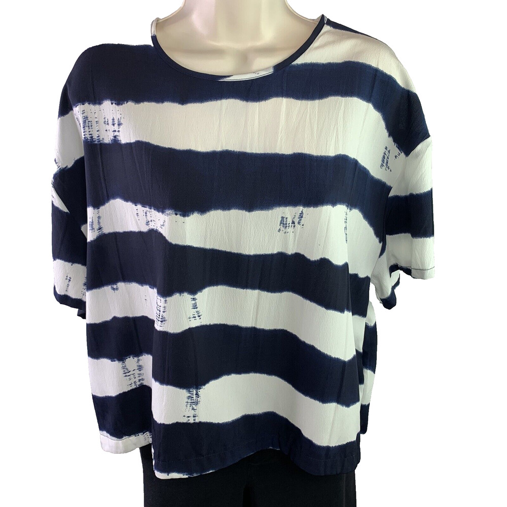 ASOS Women's Striped Top Size 8 Crop Blue White Blouse